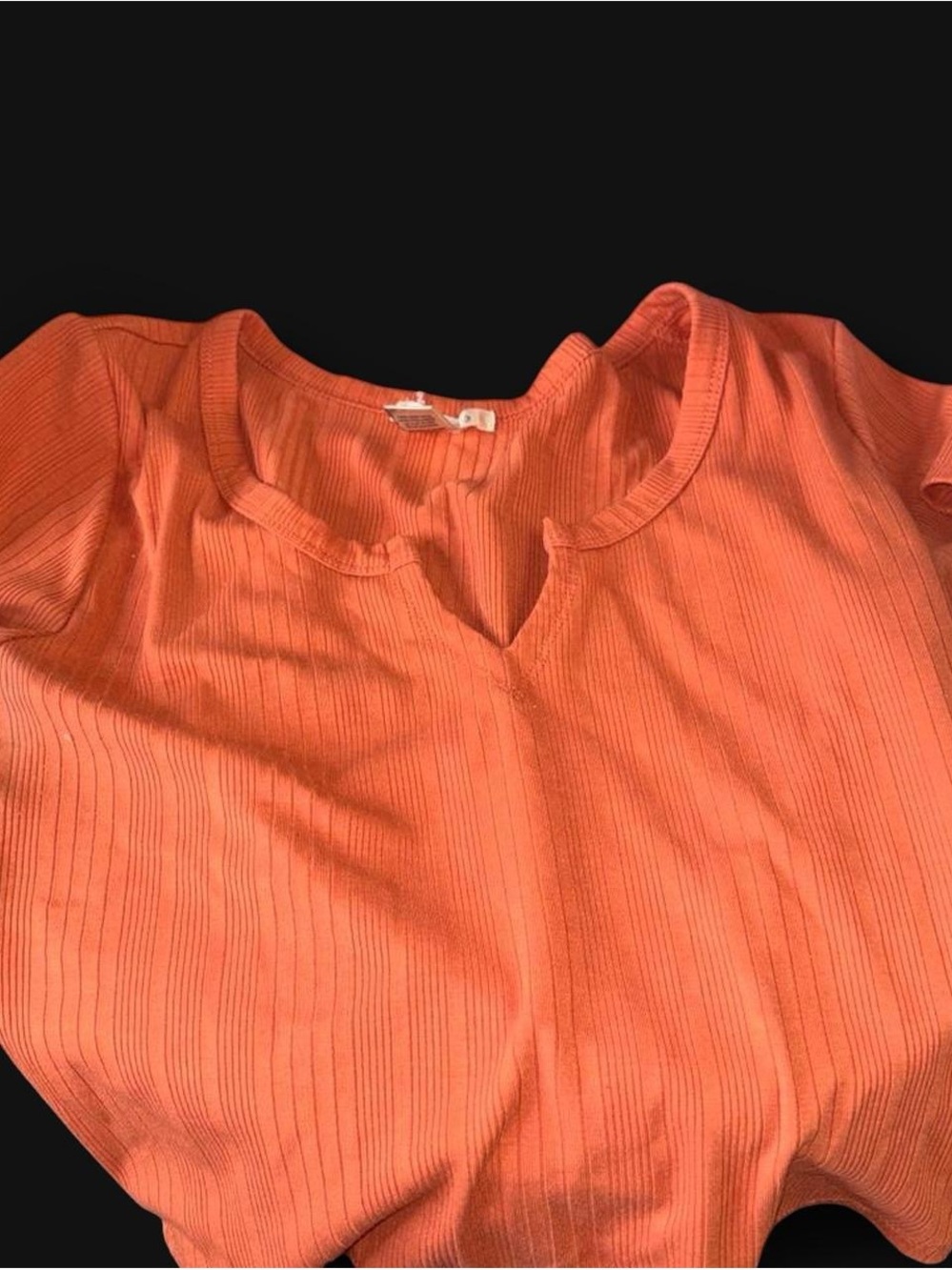 Bozzolo Ribbed Short-Sleeve Top in Coral